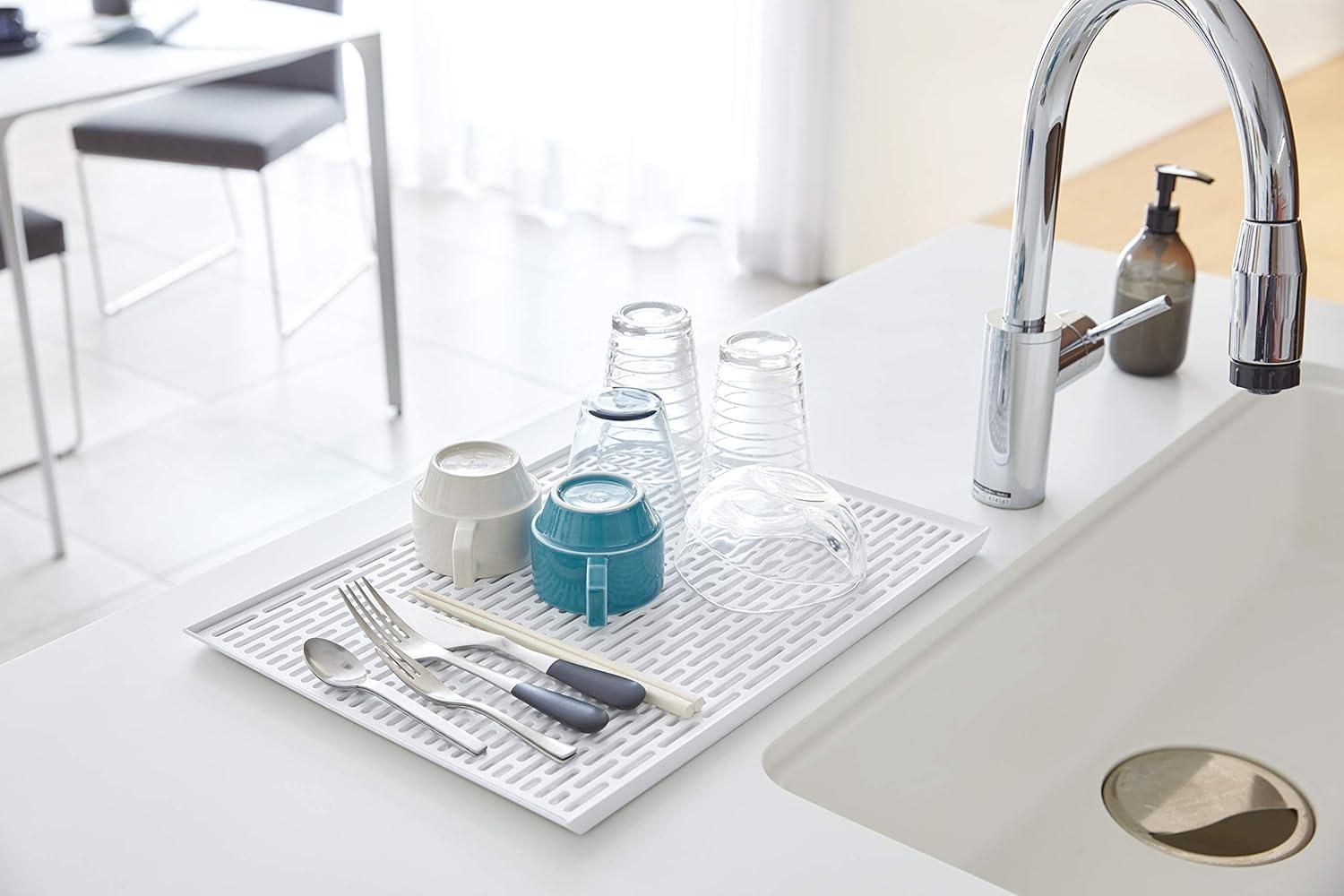 Yamazaki Home Yamazaki Home Sink-Side Draining Mat - Kitchen Dish Rack Tray Drainer, Plastic