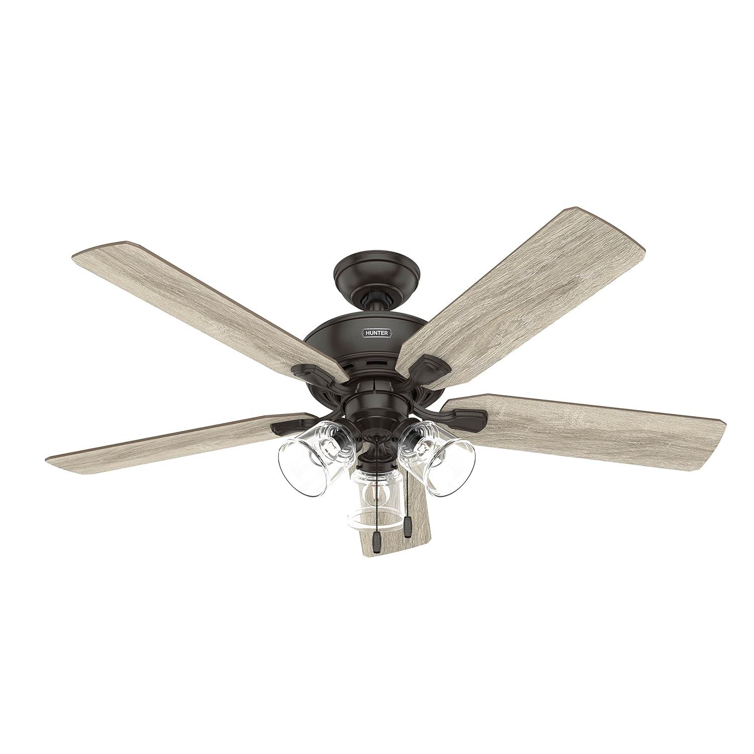 Hunter Fan 52" Rosner 5 - Blade Ceiling Fan With Lights and Pull Chains