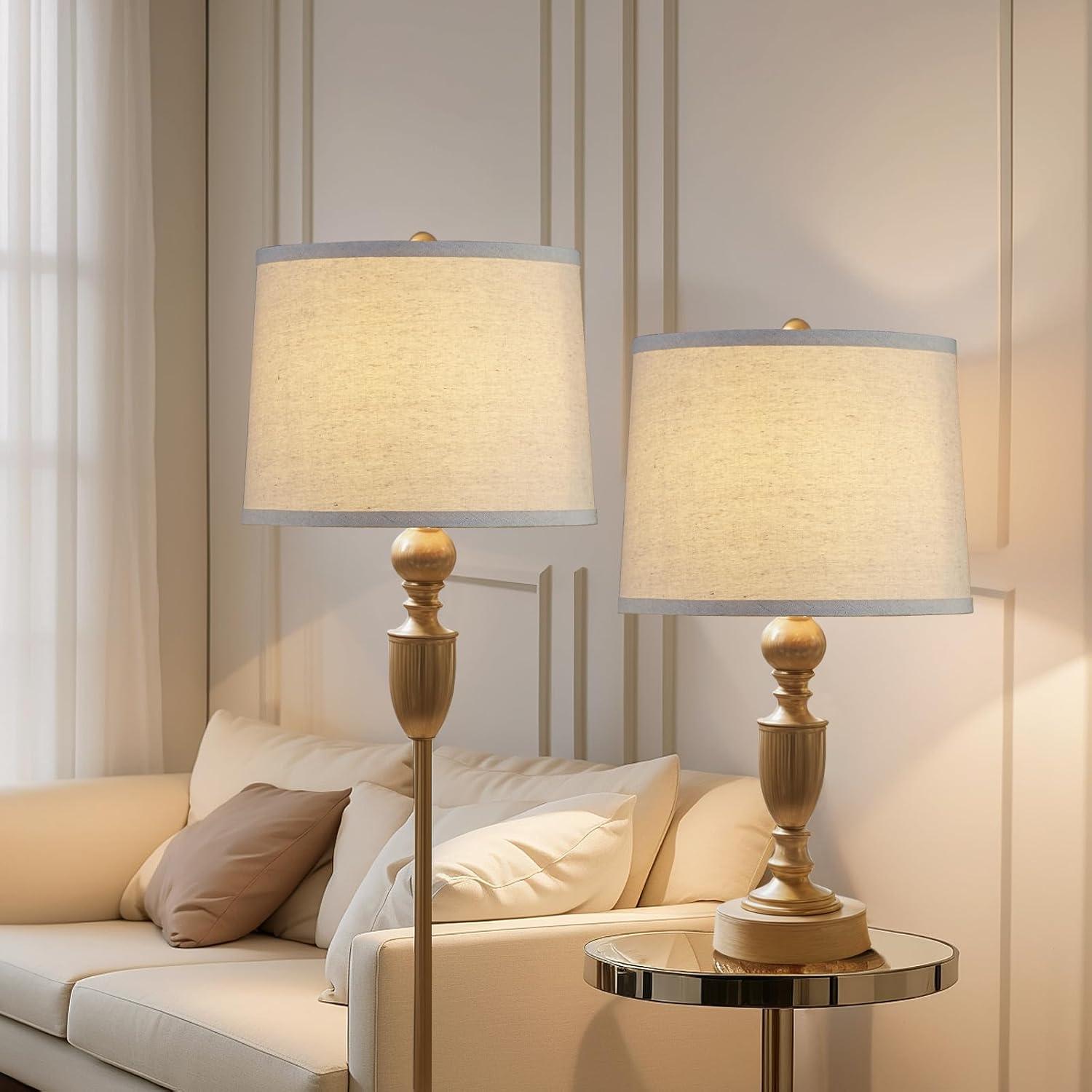 Lamp Shades Set of 2, Drum Lamp Shades for Table Lamps 11.6" Top x 12.6" Bottom x 9.8" High (Spider Fitter), Natural Linen Medium Lampshades for Floor Lamps Bedside Lamps, Beige