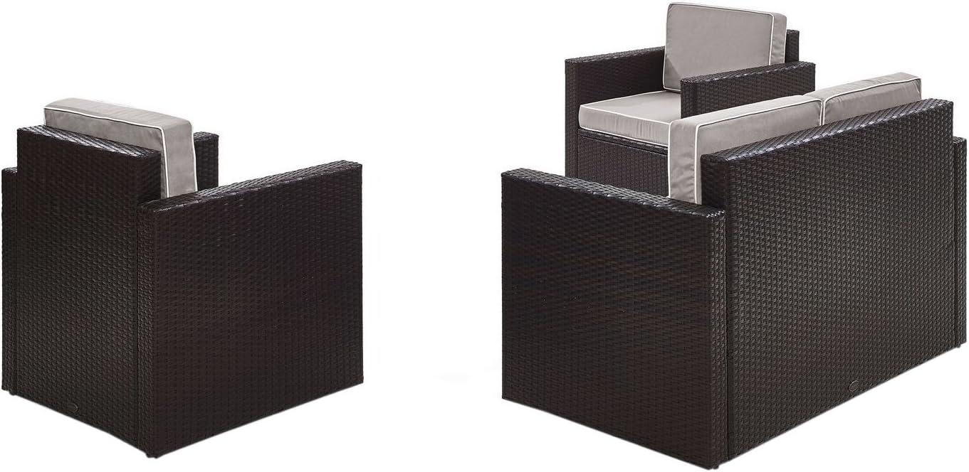 Palm Harbor 3pc All-Weather Wicker Patio Seating Set - Gray - Crosley: Outdoor Furniture Set with Cushions & Steel Frame