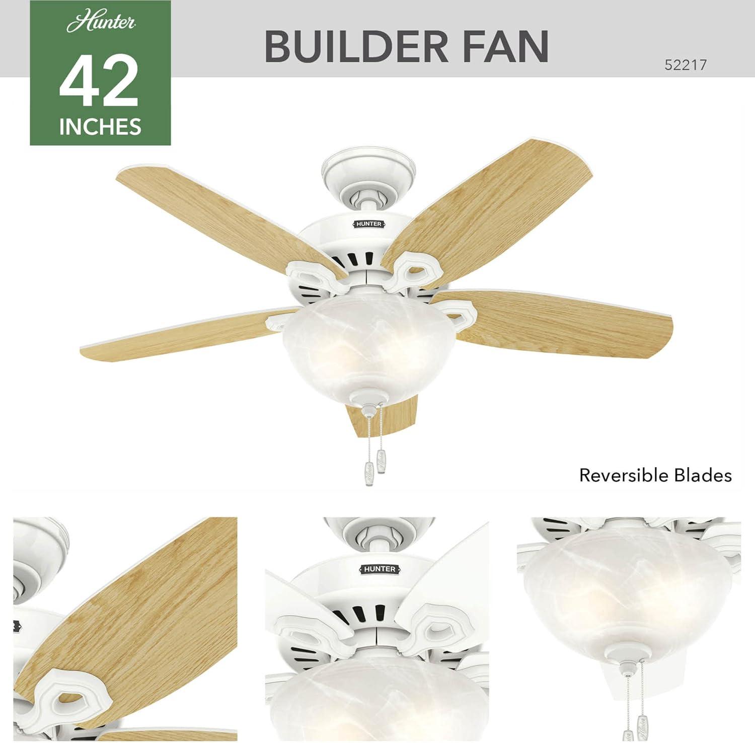 42" Builder 5 - Blade Standard Ceiling Fan with Pull Chain and Light Kit Included