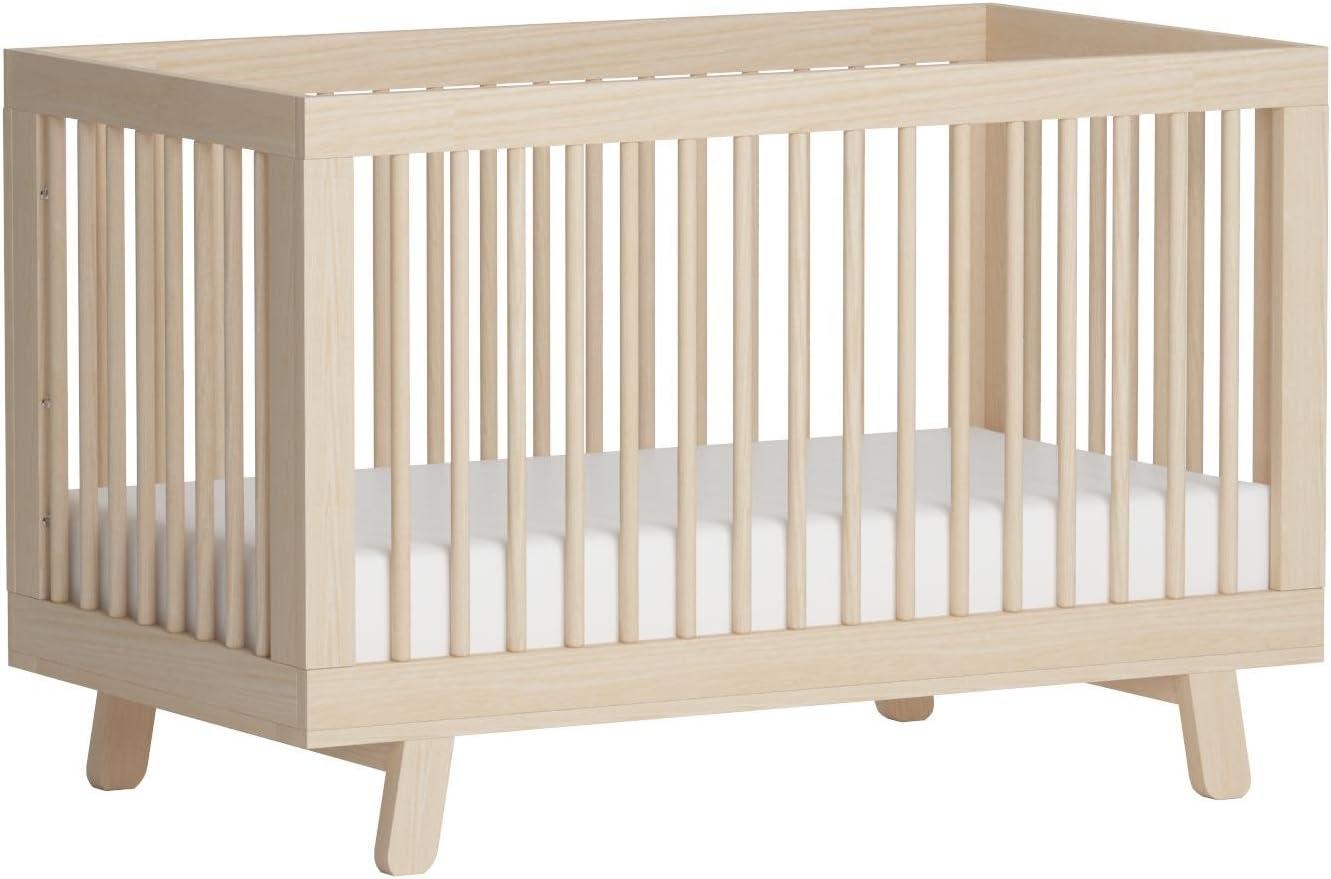 Babyletto Hudson Washed Natural Wood 3-in-1 Convertible Baby Crib with Toddler Bed Conversion Kit