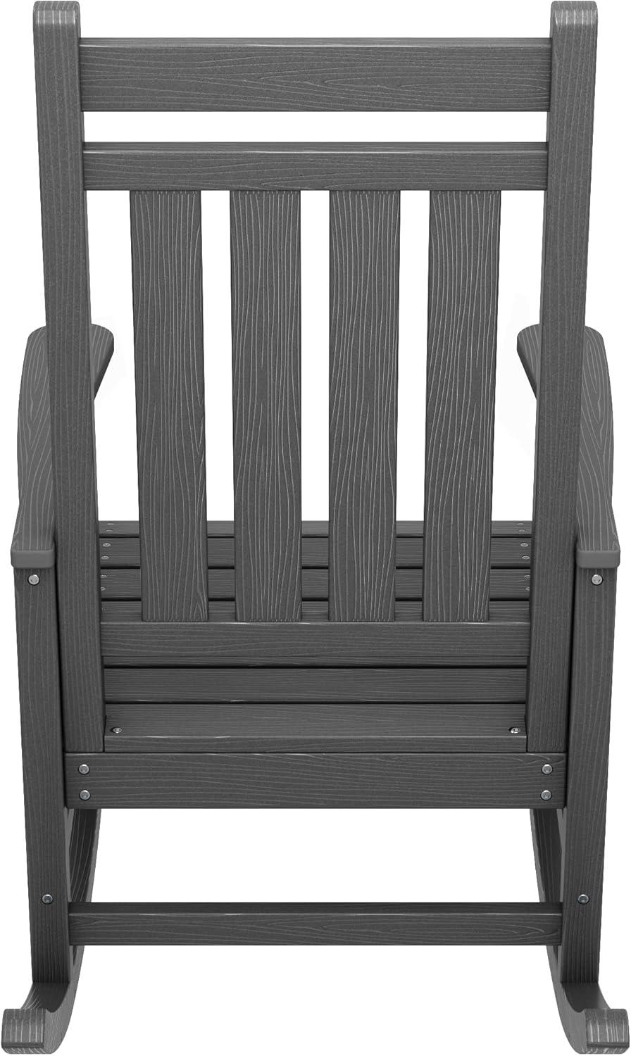 Grey Polyethylene Outdoor Rocking Chair with Arms