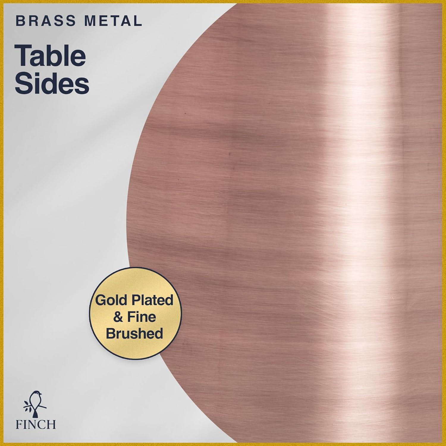 Finch Finch Adler Rothko Accent Side Table, Granite Top, Brushed Brass or Rose Gold Base, Hourglass Shape