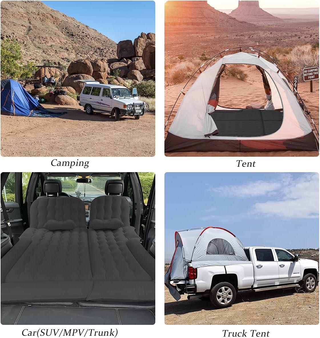 Black Plush Flocked-Top SUV Air Mattress with Pump and Pillows