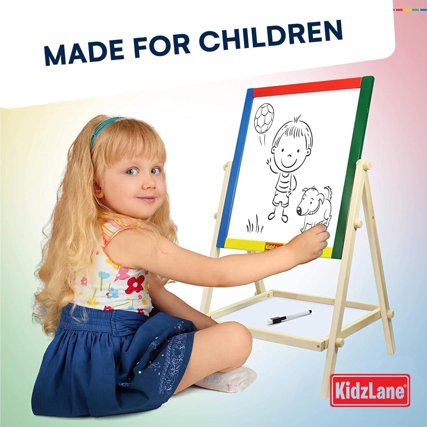 Kidzlane Art Easel for Kids Wooden Toddler Drawing Board 25.75" for Kids