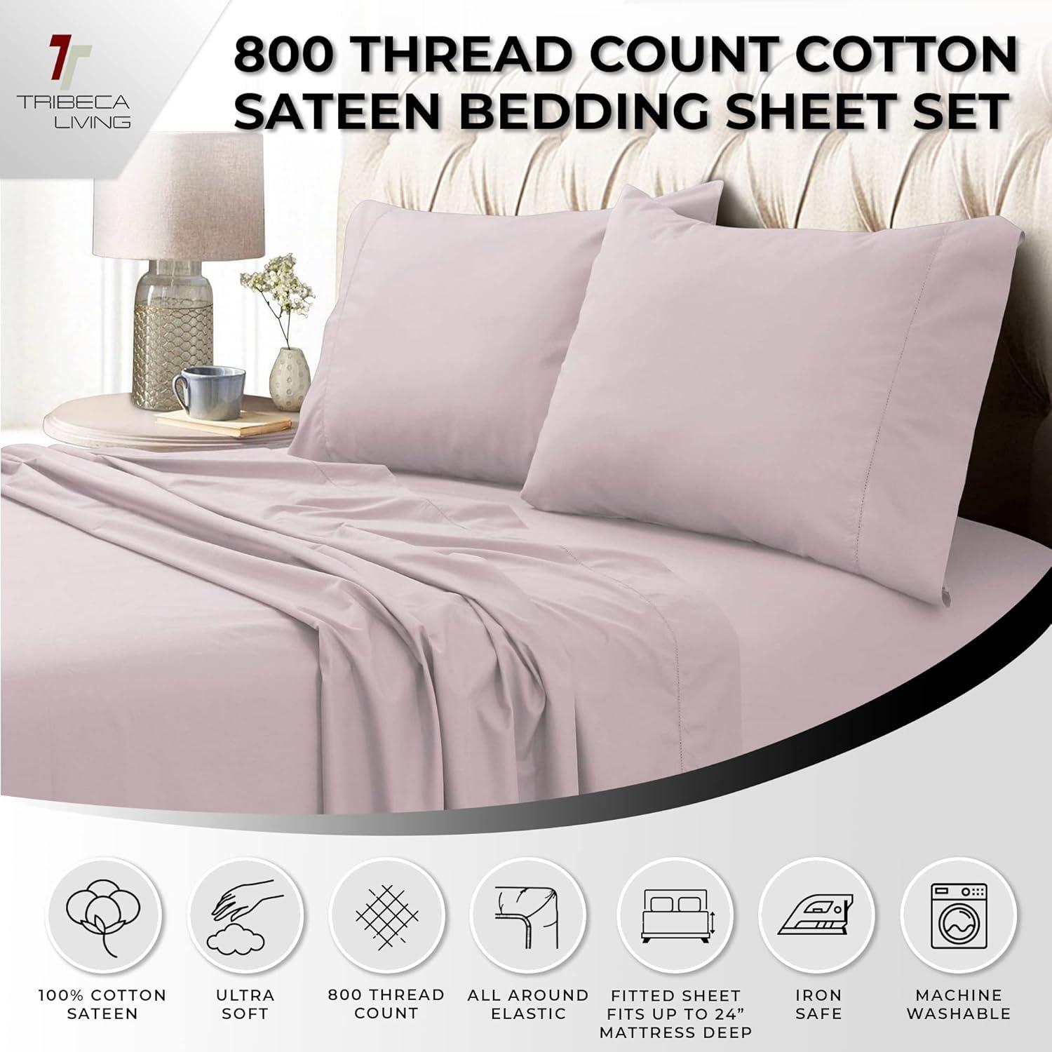 800 Thread Count Extra Deep Pocket Sateen Sheet Set - Tribeca Living