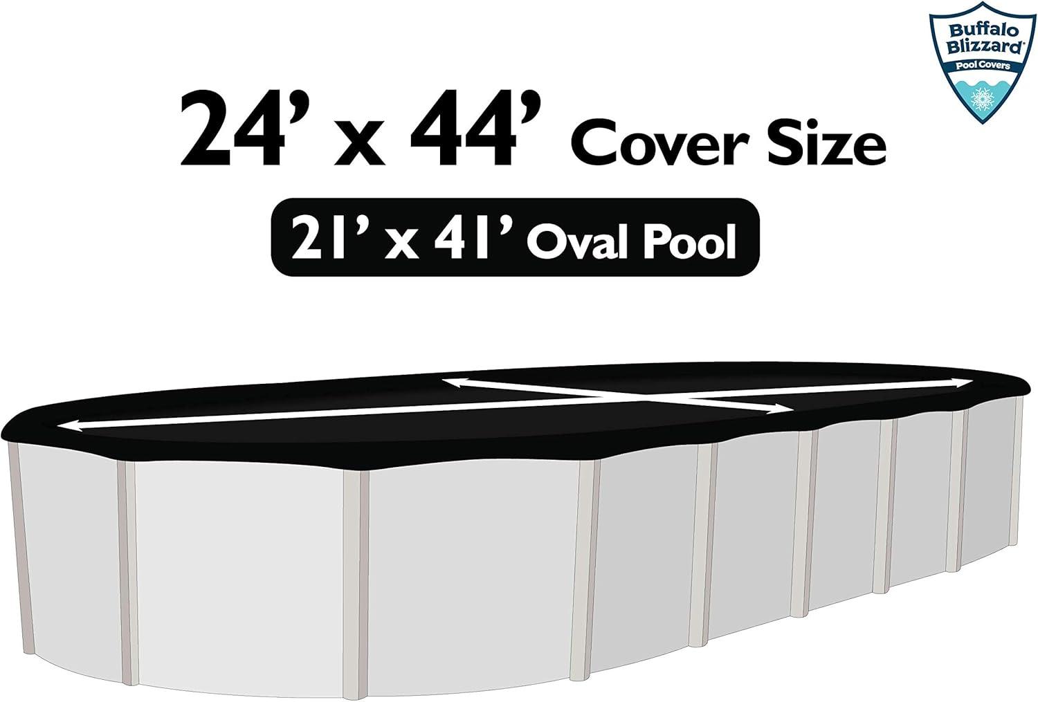 Heavy Duty Black and Blue Oval Pool Cover with UV Protection, 21 x 41 ft