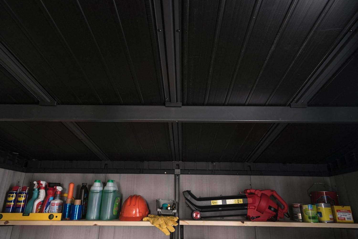 Keter Keter Artisan 11x7 ft. Modern Durable Resin Outdoor Storage Shed With Floor and Double Doors for Garden Patio Furniture and Tools, Grey