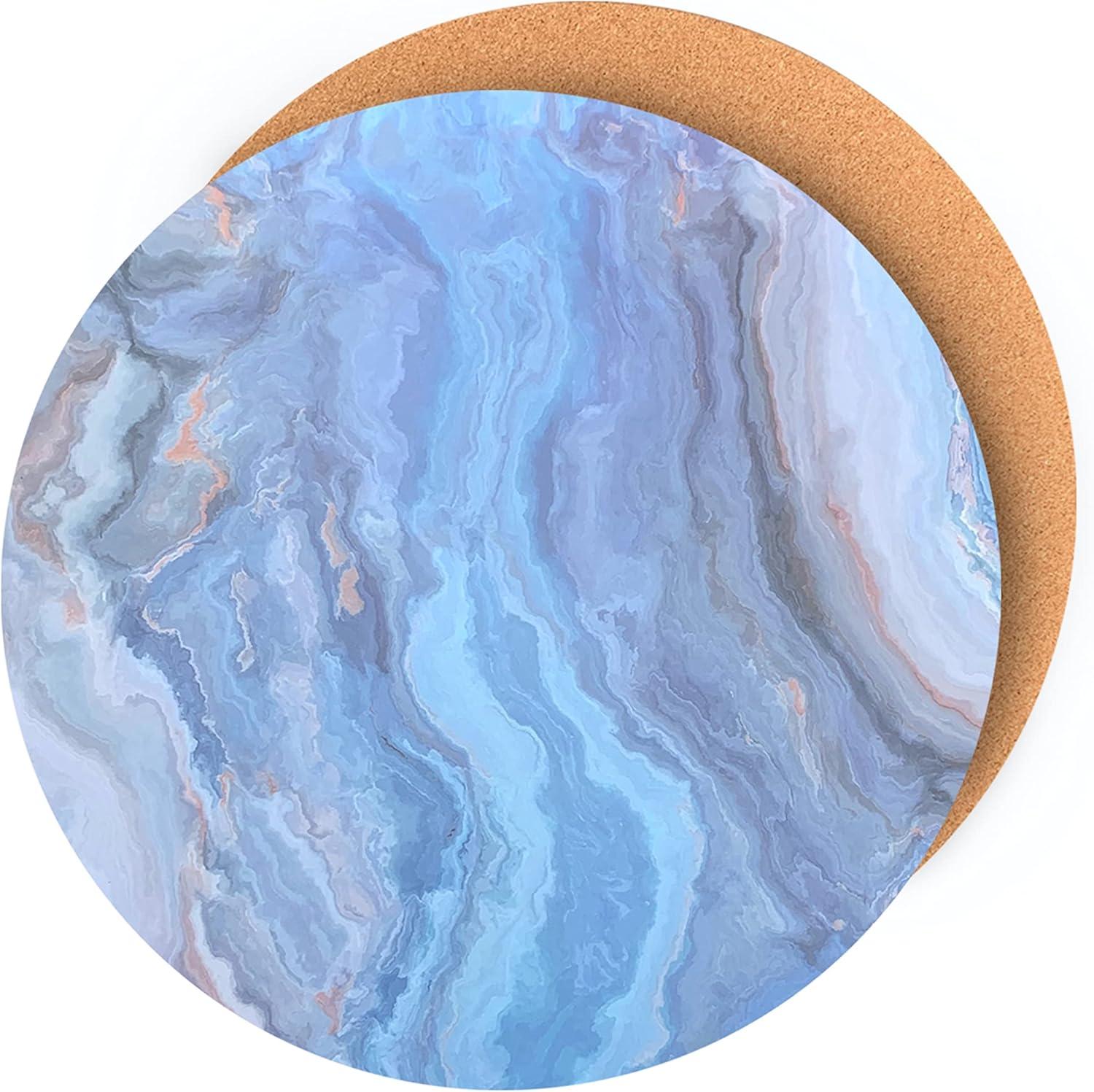 Dainty Home Placemats Dining Table Mat Table Decor Washable Non Slip Marble Round 15 X 15 Navy (Set of 8)