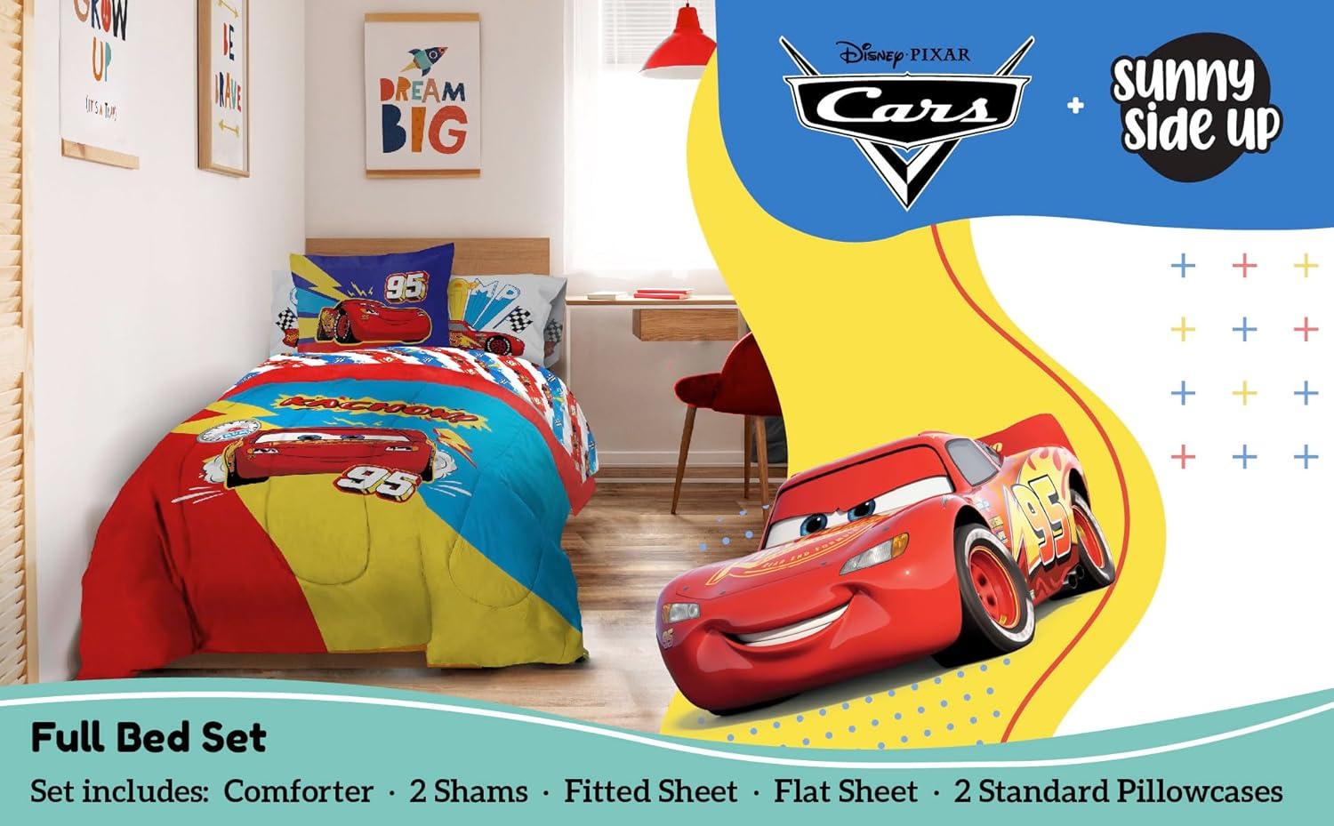 Sunny Side Up Disney Pixar Cars 7 Piece Full Size Bed Set with Sham