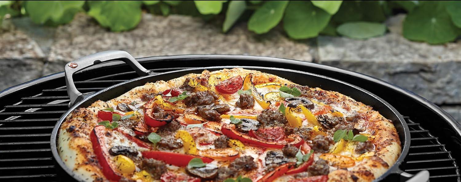 Deep Dish Cast Iron Grill Pan For Pizza and Paella, 14.11" x 18.15" x 1.25"