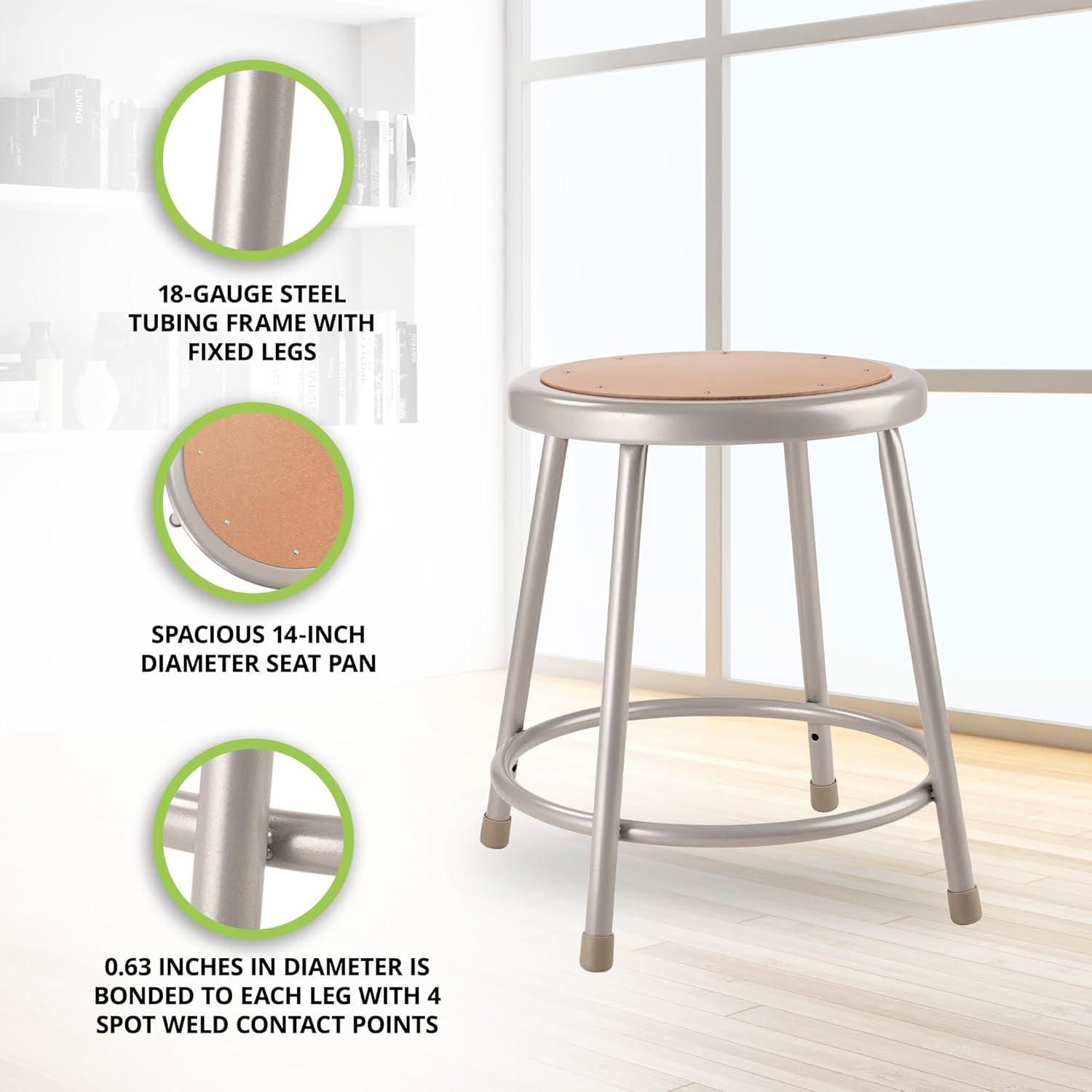 18" High Heavy Duty Grey Steel and Masonite Stool