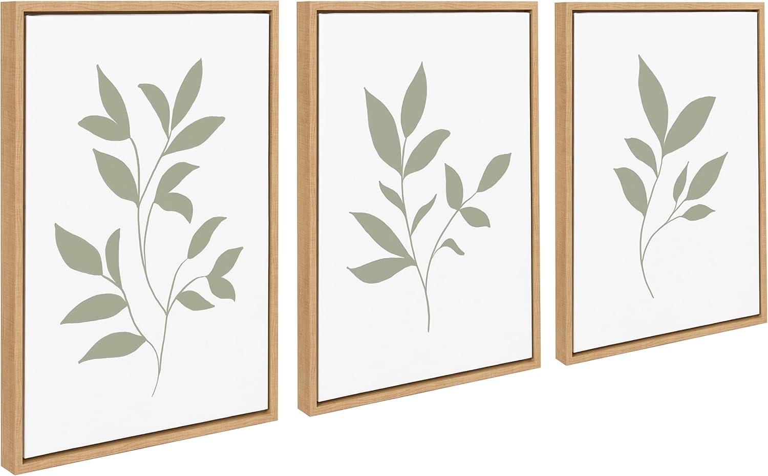 Kate and Laurel Sylvie Modern Sage Green Botanical Outdoor Nature Print 1, 2 and 3 Framed Canvas by The Creative Bunch Studio, 3 Piece 18x24, Natural