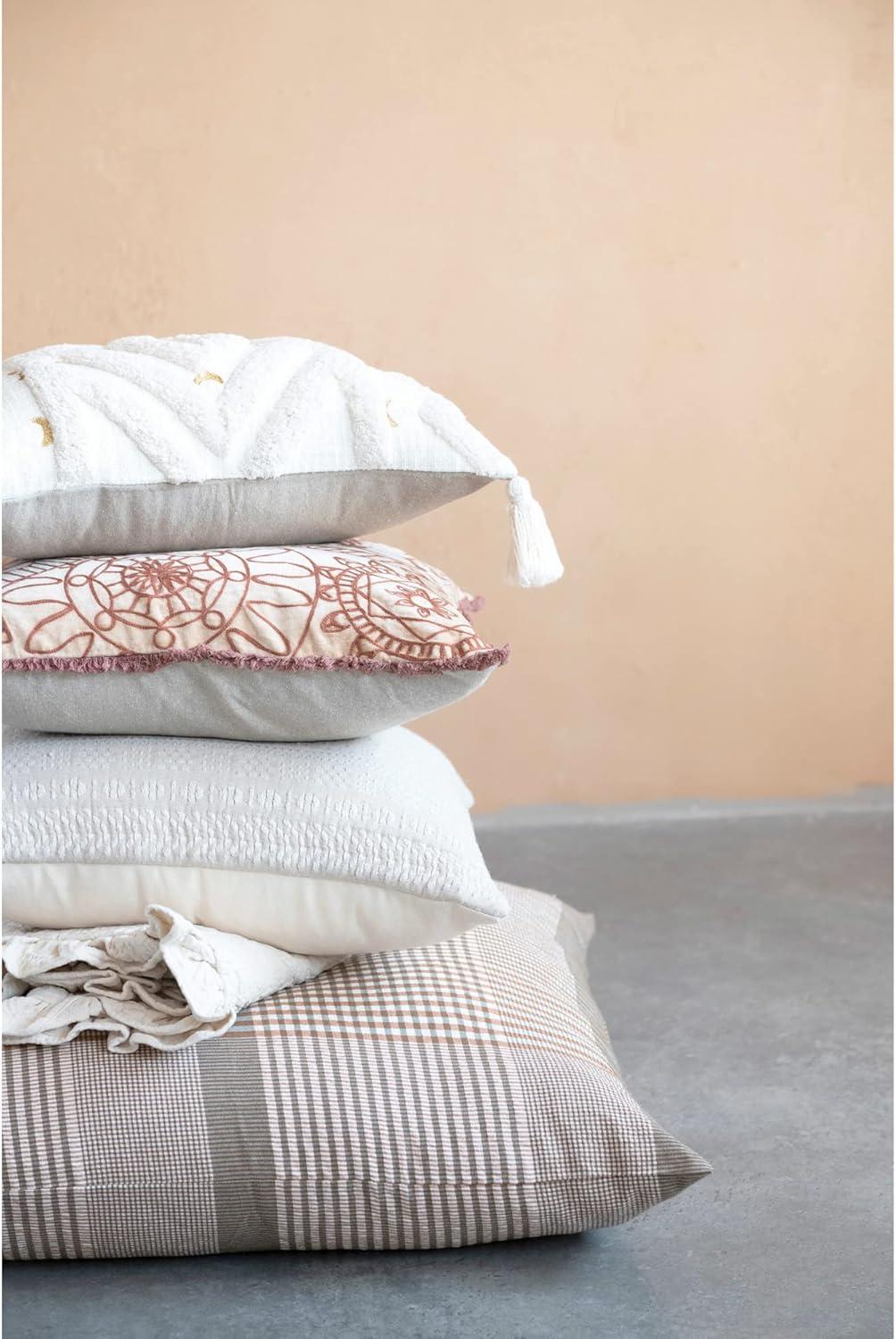 Creative Co-Op Embroidered Cotton Reversible Throw Pillow