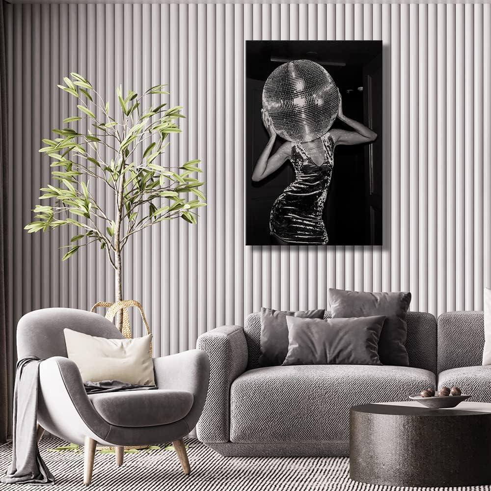 Music Aesthetics Poster Prints Funny Black and White Canvas Wall Art Trendy Retro Music Party Funky Wall Decor for Living Room Bar 12x16in Unframed