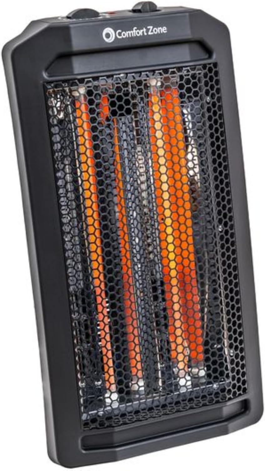 Comfort Zone 1500W Corded Electric Space Heater, 2 Heat Settings, Automatic Shutoff, for 350 sq ft