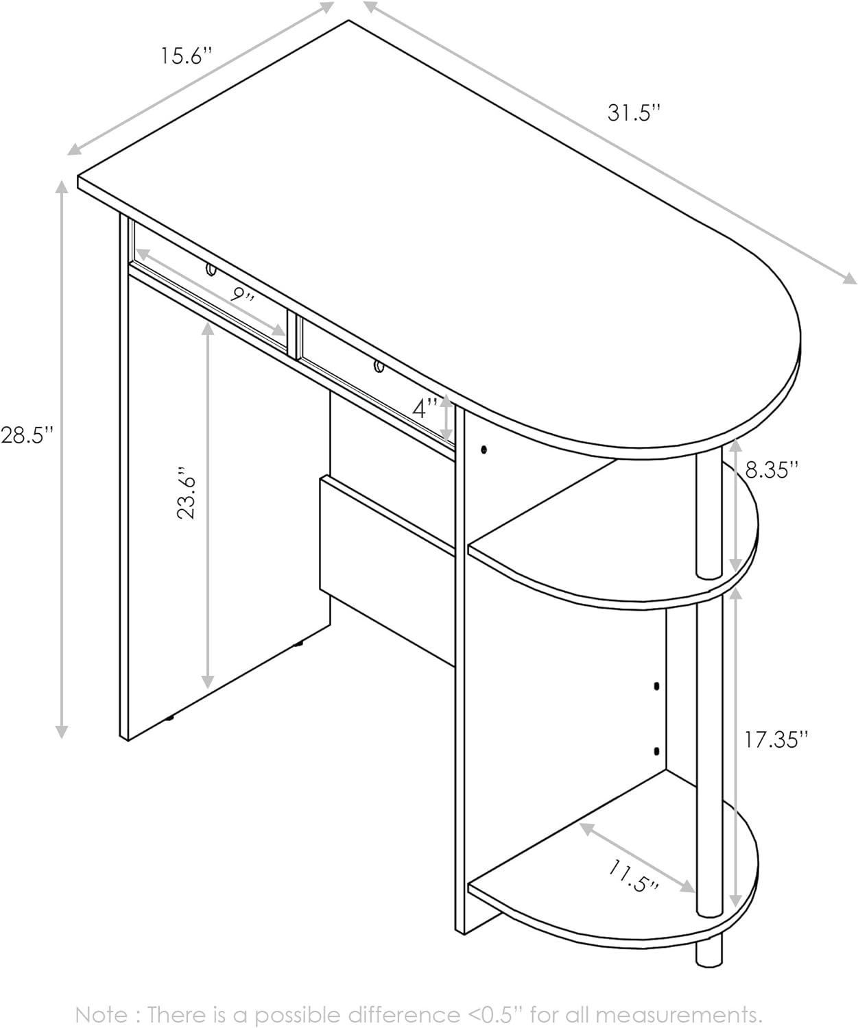 Modern Walnut Wood Computer Desk with Dual Drawers