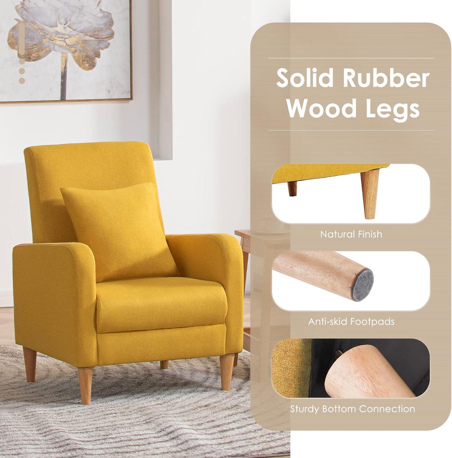 Modern Upholstered Accent Chair  | COLAMY | Yellow