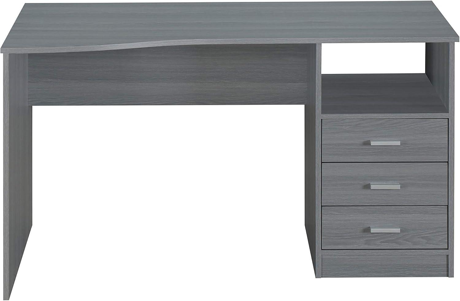 Classic Computer Desk with Multiple Drawers Gray - Techni Mobili: Office Workstation, Laminated Particle Board