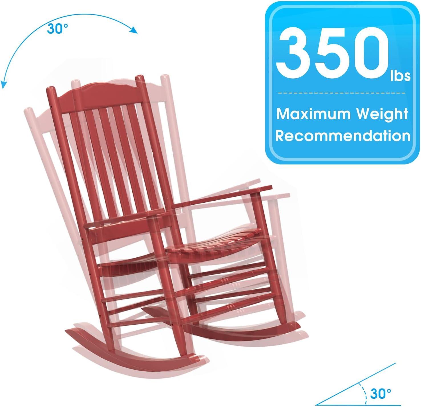 Red Acacia Wood High Back Outdoor Rocking Chair