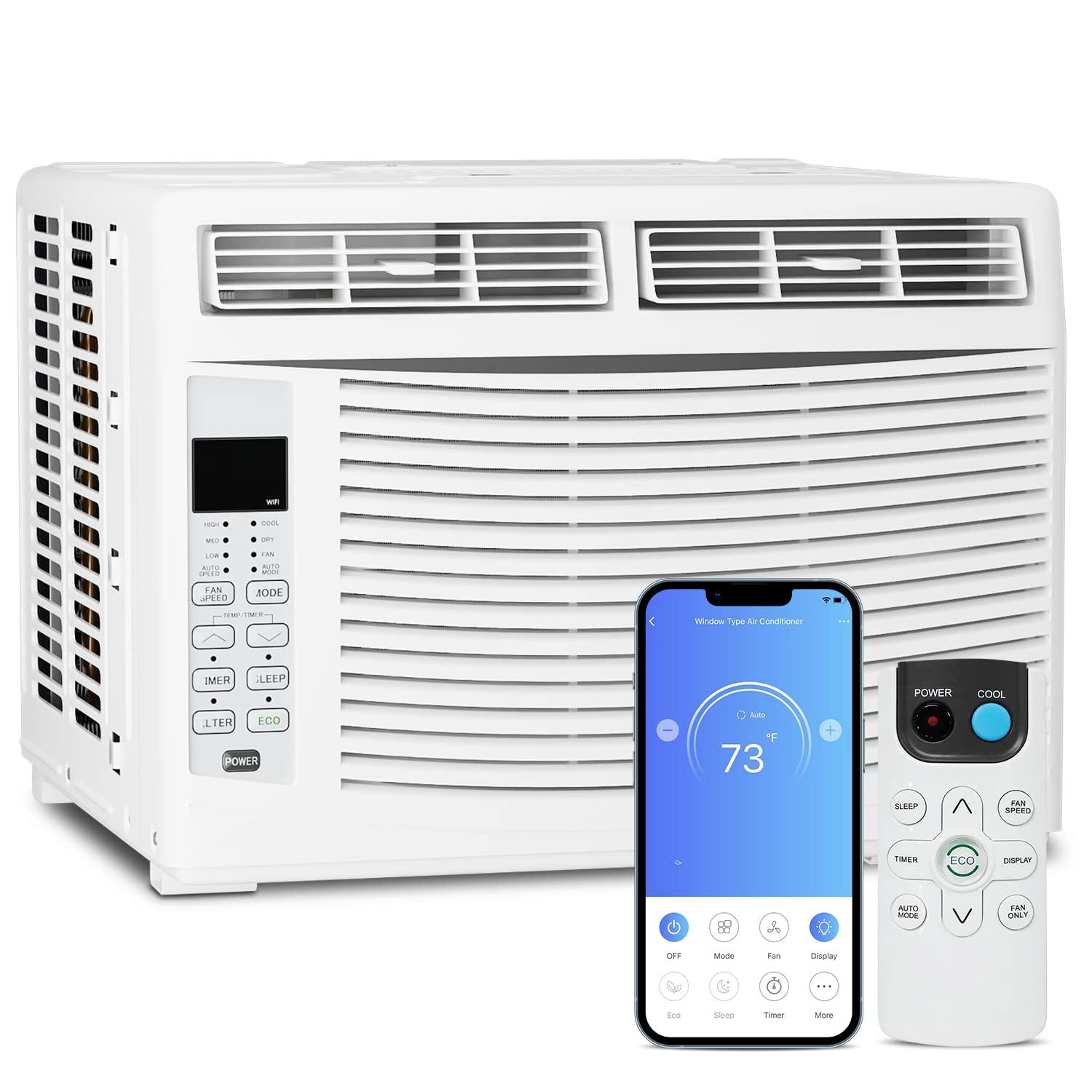 Bring Home Furniture 8000 BTU Smart Window Air Conditioner with WiFi/App Control & Energy Star 24H Scheduling & Remote Included Cools 350 Sq.Ft. for Bedroom Living Room