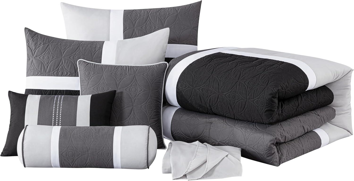 Chezmoi Collection Upland Patchwork 7 Piece Comforter Set