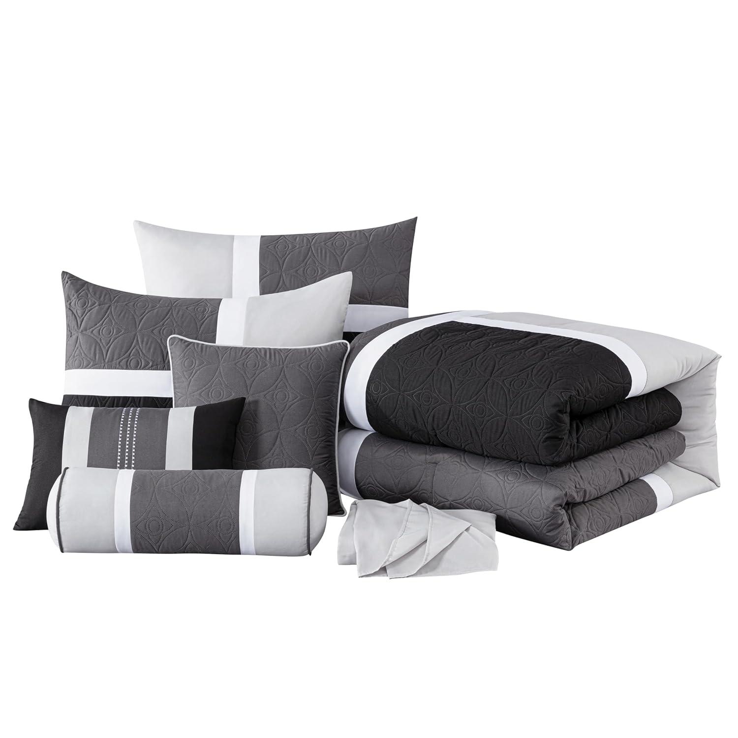 Chezmoi Collection Upland Patchwork 7 Piece Comforter Set