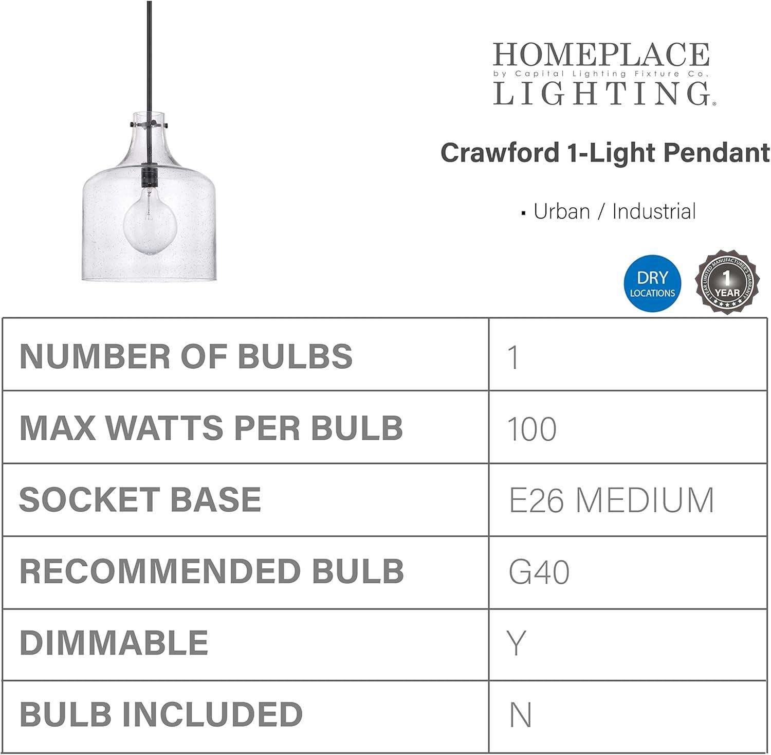 Capital Lighting 325712 1 Light 15" Tall Pendant - Black