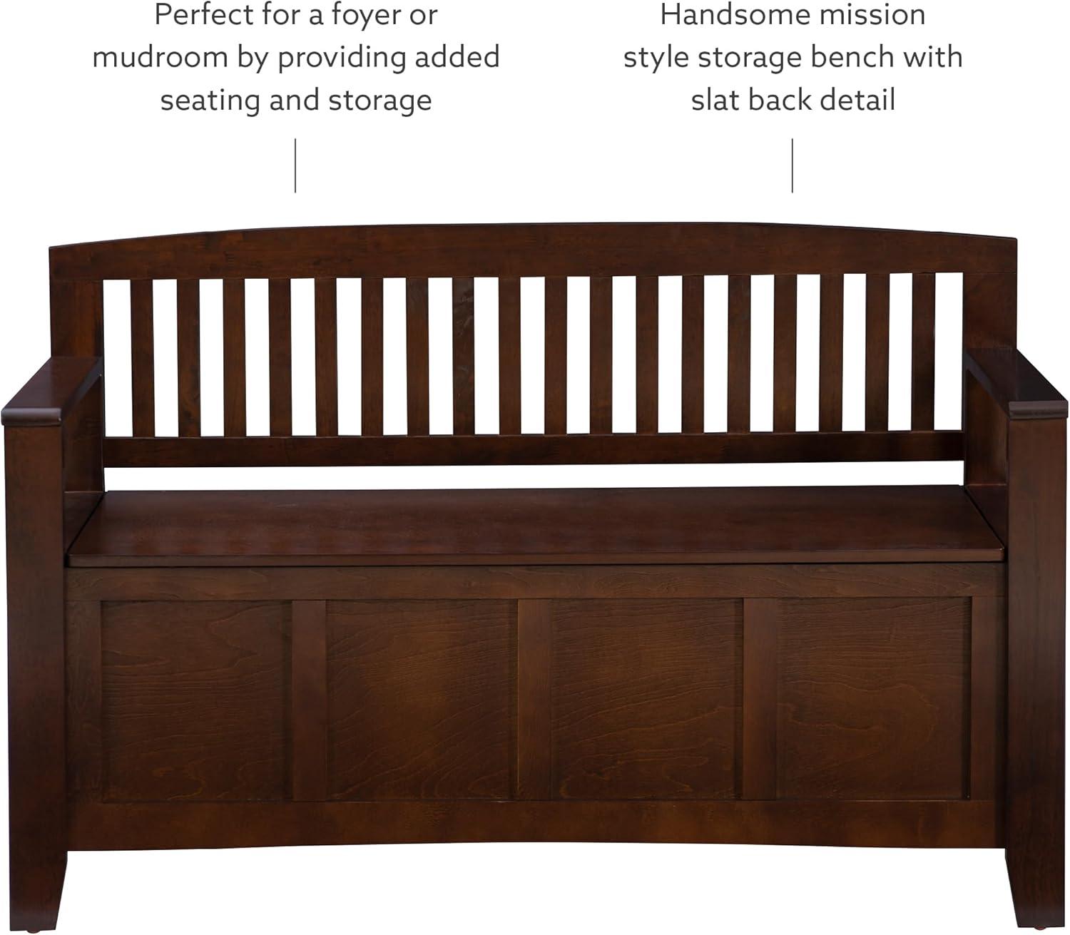 Cynthia Walnut Solid Wood Storage Bench with Slat Back