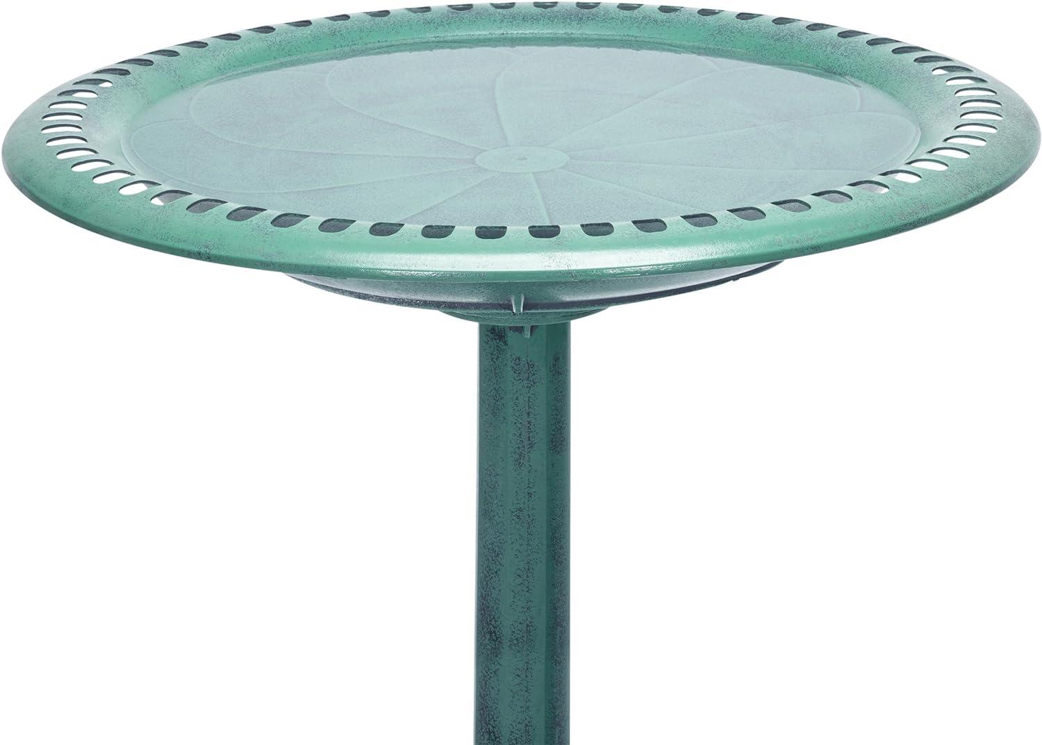 Alpine Corporation 15" x 25" Plastic Scrollwork Bird Bath, Green