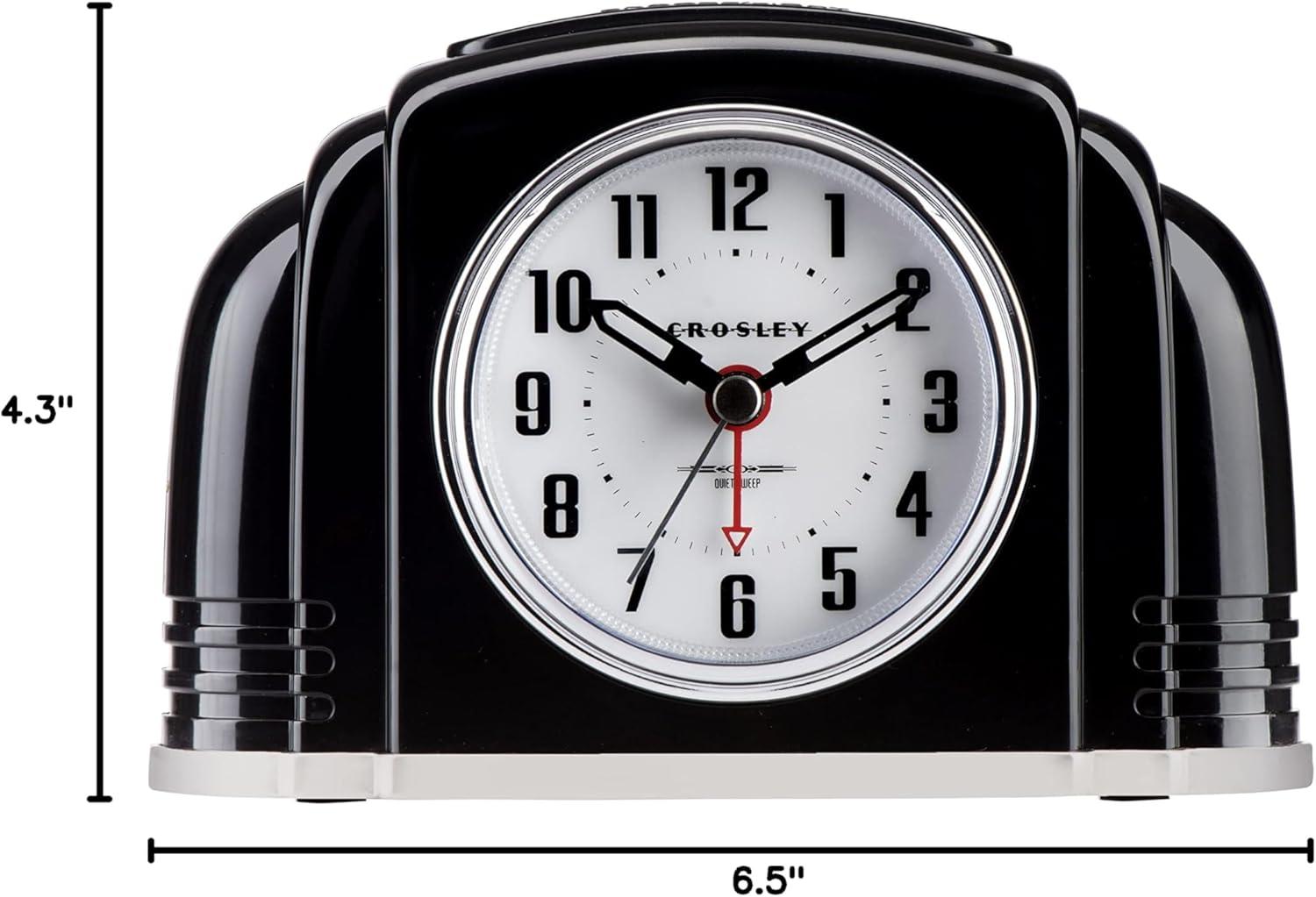 Analog Quartz Movement / Crystal Tabletop Clock with Alarm in Black