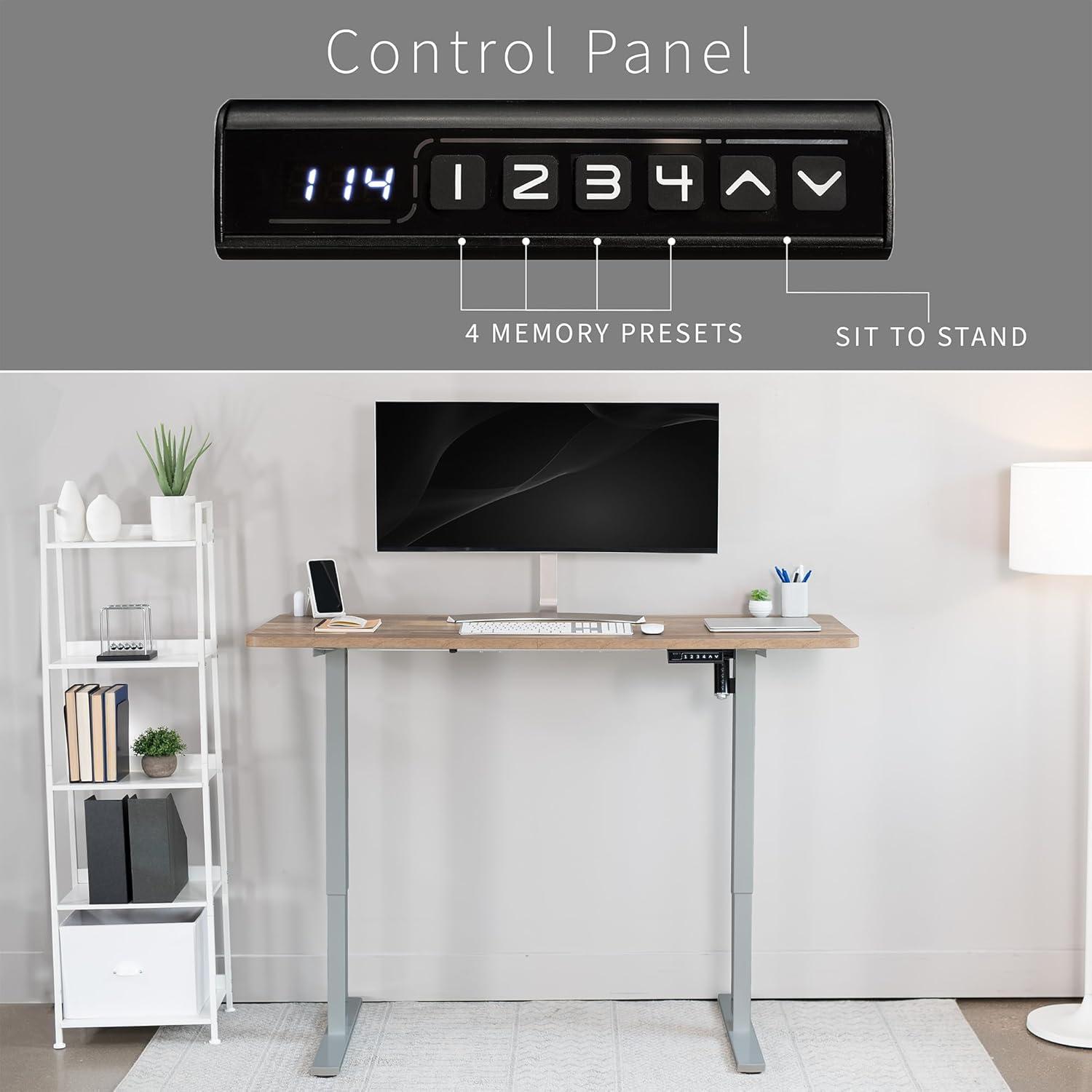VIVO Electric 60” x 24” Stand Up Desk | Reclaimed Wood Table Top, Gray Frame