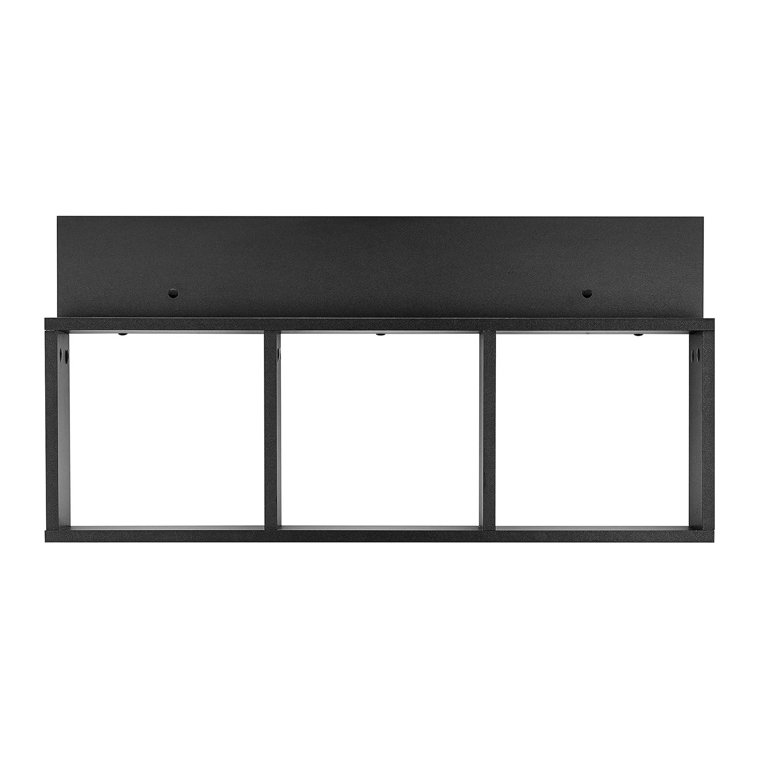 Danya B. 31.5" x 15.7" Modern 3 Cube Floating Wall Shelf with Display Ledge Black: Mid-Century Style, MDF & Iron