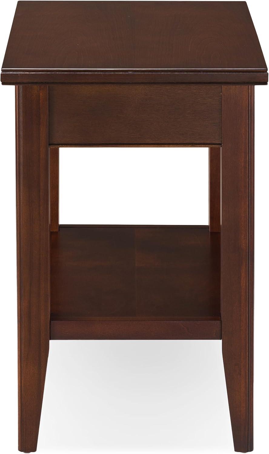 Laurent Drawer Chairside Table Chocolate Cherry Finish - Leick Home: Solid Wood, Beaded Edge, Ball Bearing Glides