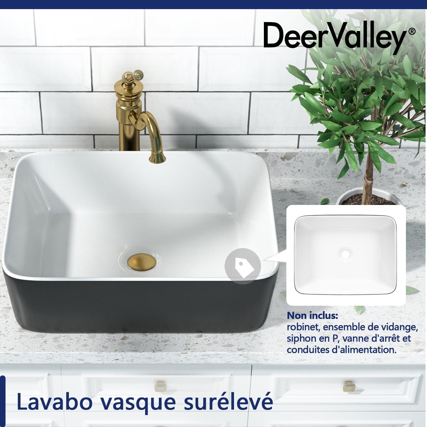 DeerValley Ally 19" x 15" Vitreous China Rectangular Bathroom Sink Vessel Sink