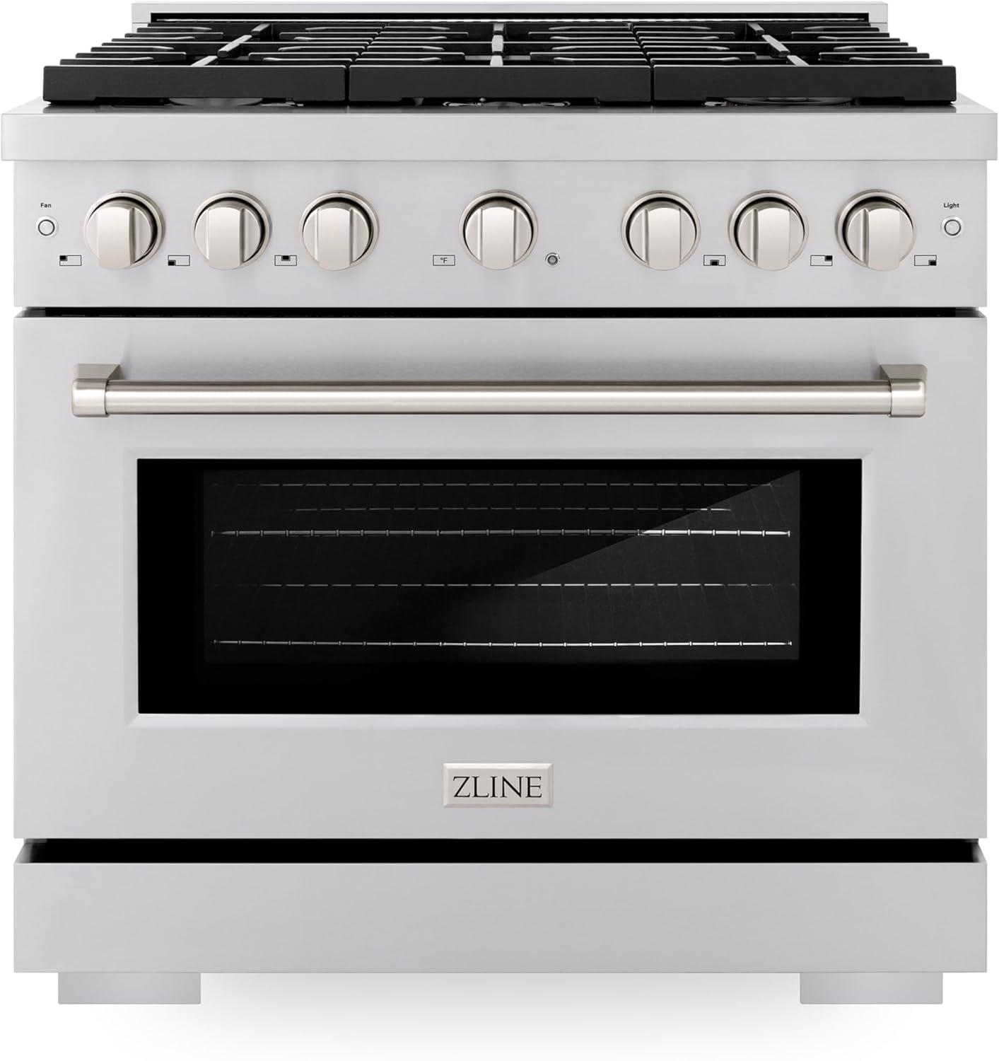 ZLINE 36" Paramount Gas Range w/ 6 Burners & Convection Oven in DuraSnow