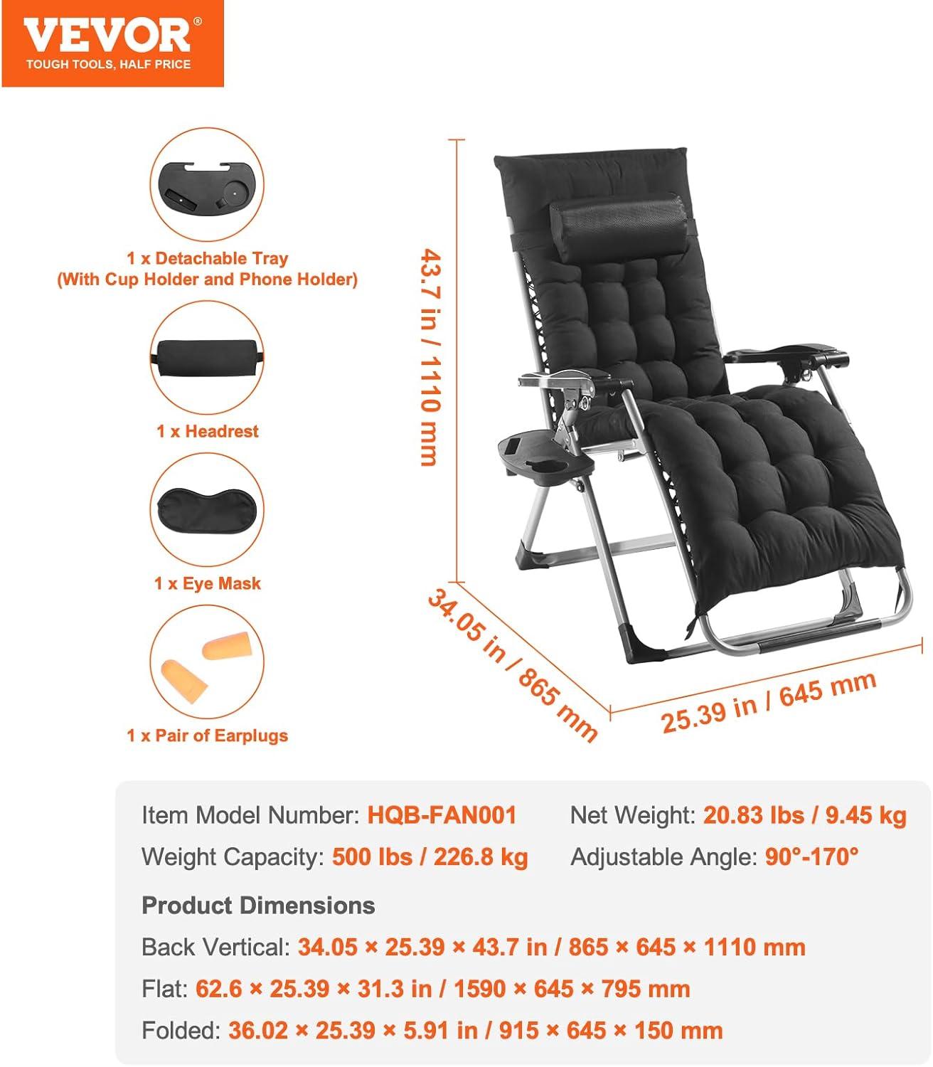 Black Cushioned Zero Gravity Recliner with Cup Holder