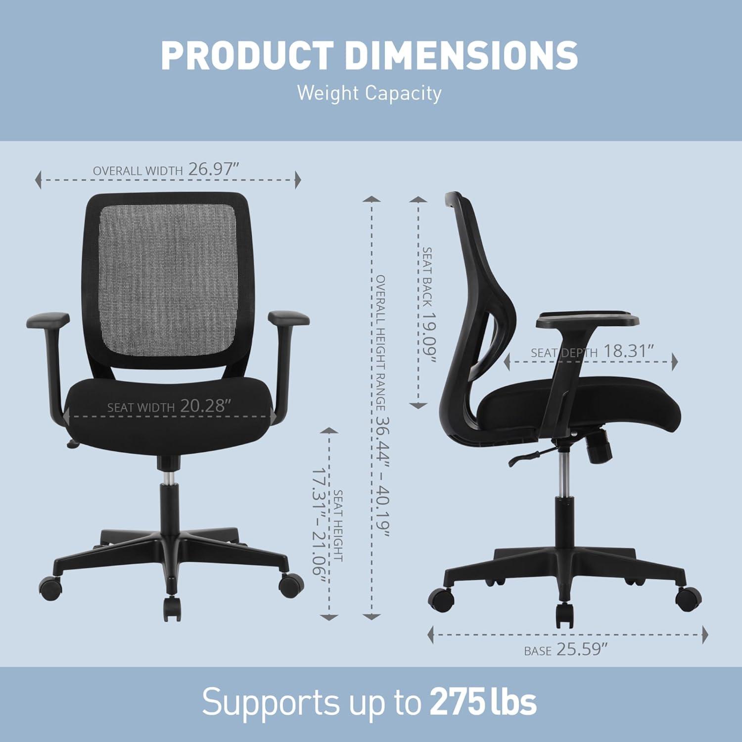 BIZFURN® Sensi Mesh/Fabric Low-Back Task Chair, Black, BIFMA Compliant