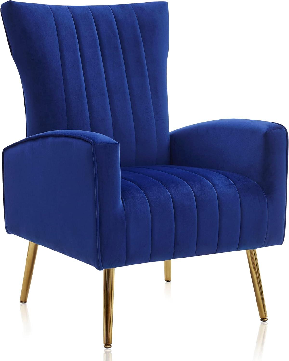 BELLEZE Modern Wingback Accent Lounge Arm Chair - Kinsley (Navy Blue)