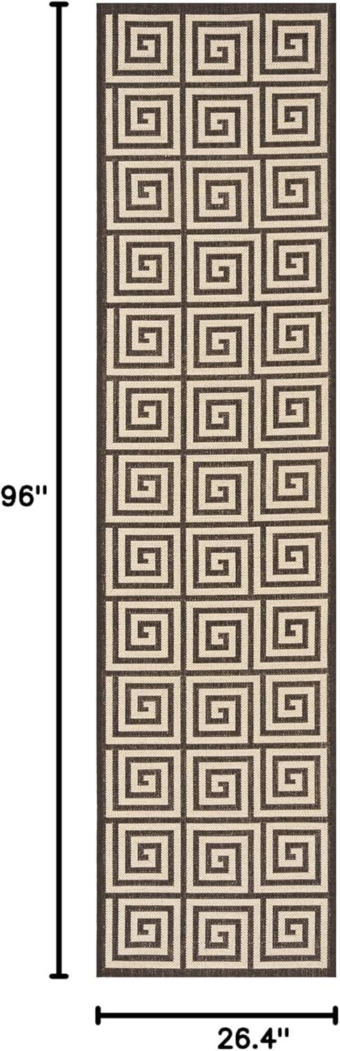 Linden LND129 Power Loomed Runner Rug - Creme/Brown - 2'2"x8' - Safavieh