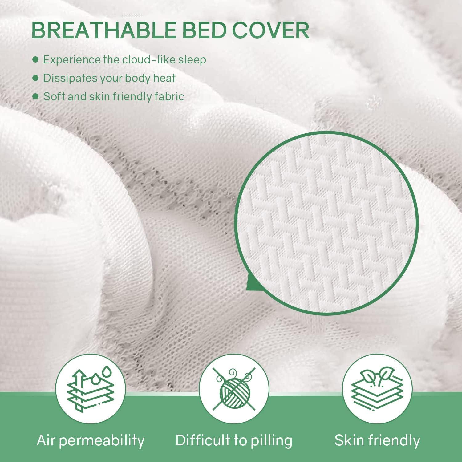 FDW 6 Inch Green Tea Memory Foam Mattress Cooling Gel Infused Mattress Fiberglass Free/CertiPUR-US Certified/Bed-in-a-Box,White