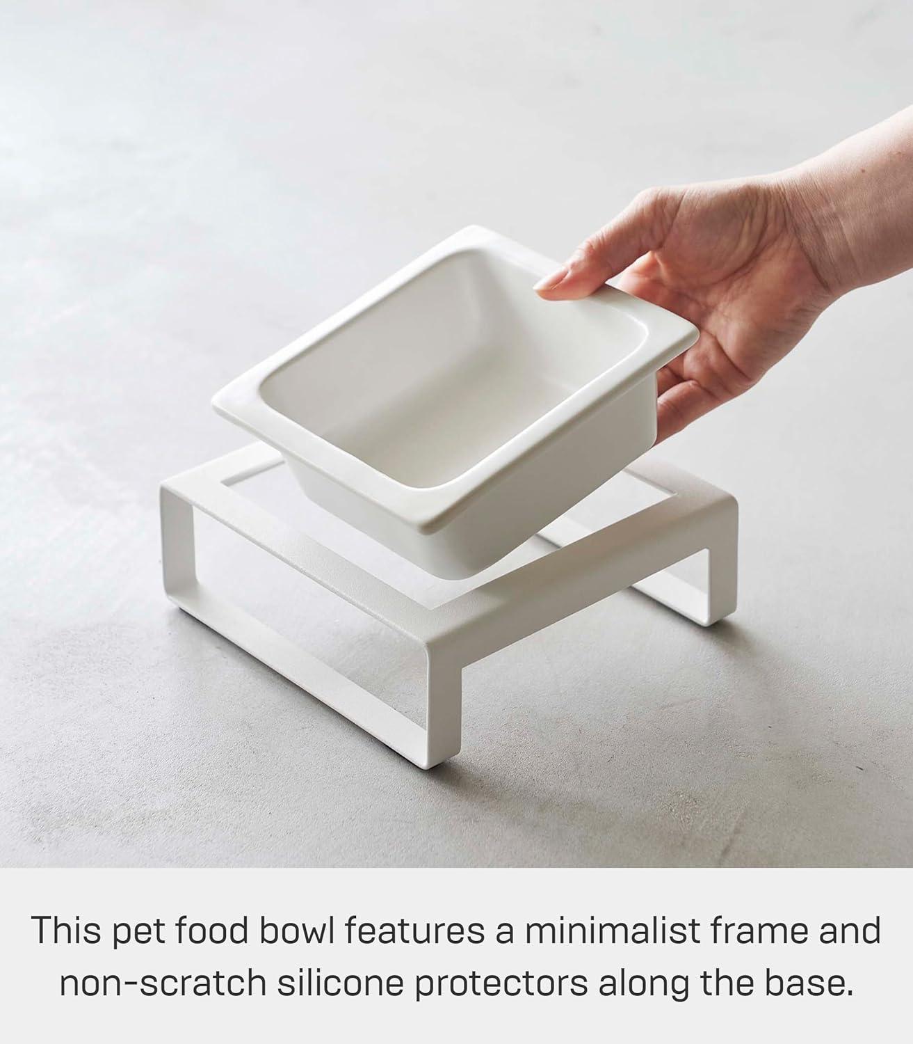 White Ceramic Pet Bowl with Steel Stand