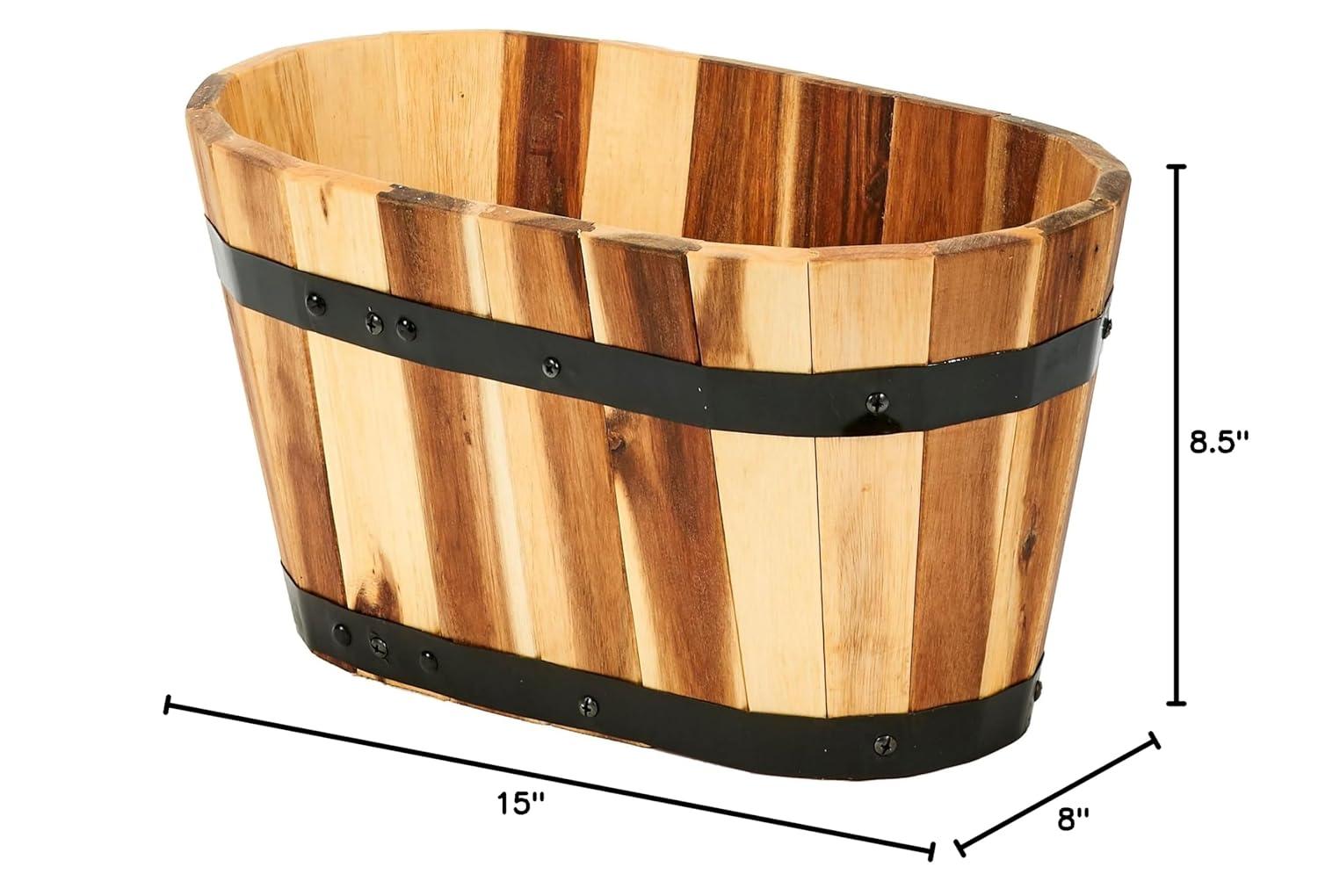 Worth Imports Inc 8" Nested Oval Wood Barrel Planter - 8