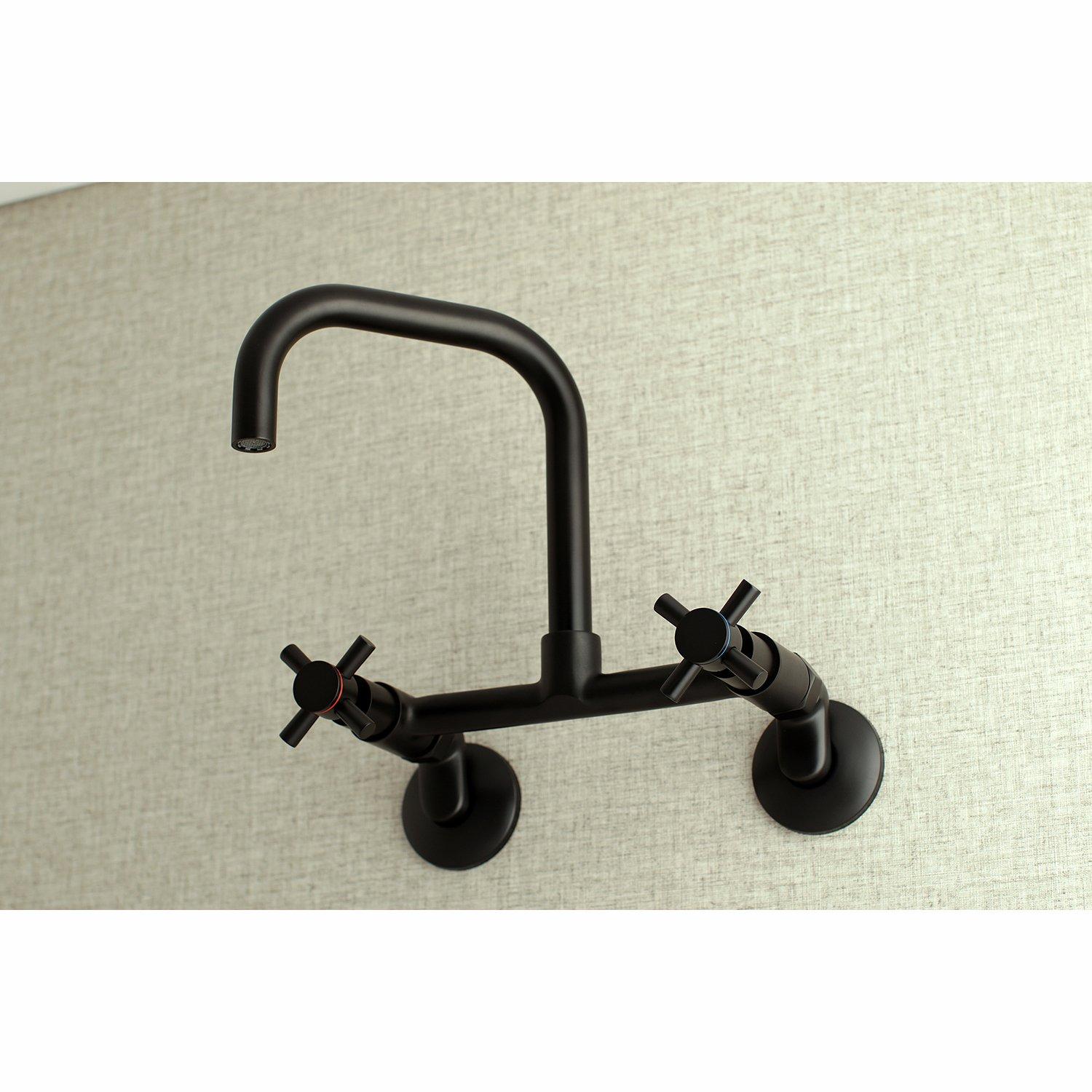Kingston Brass Concord Double-Handle 2-Hole Wall-Mount Bridge Kitchen Faucet