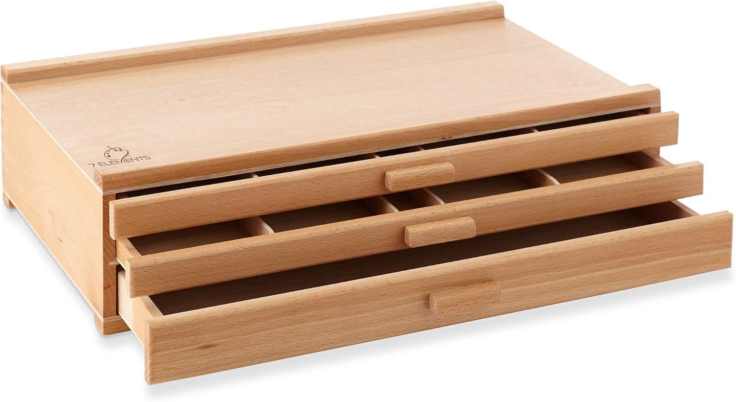 Beechwood 3-Drawer Artist Supply Storage Box