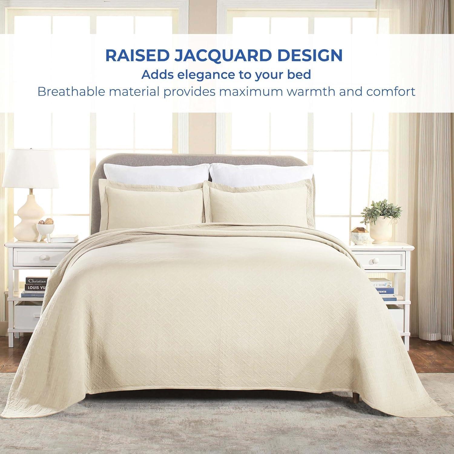 Superior Superior Cotton All Season Basketweave Medium Weight Bedspread Set with Shams