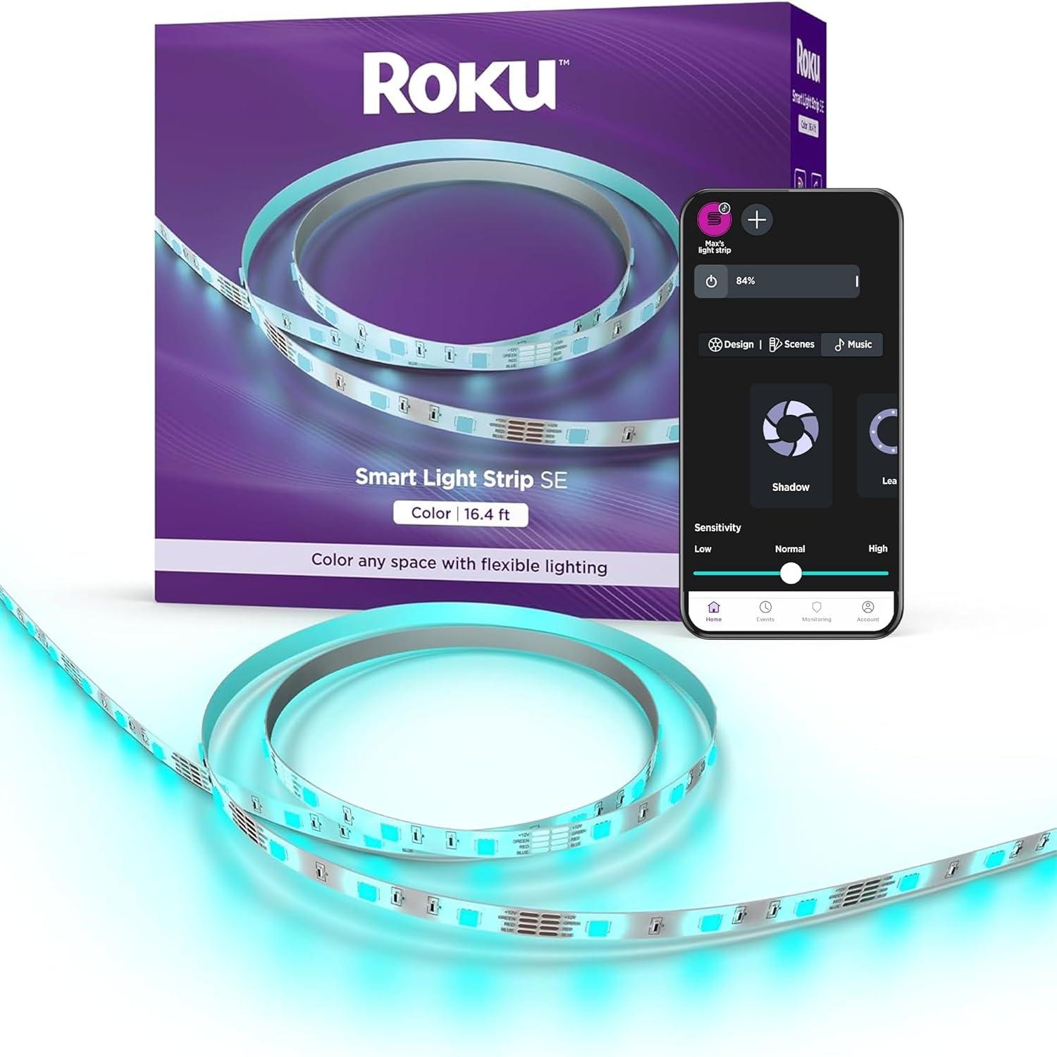 Roku Smart Home Smart Light Strip SE 16.4 Foot with 16 Million Color Options, White Light Option, and Custom Presets - Indoor