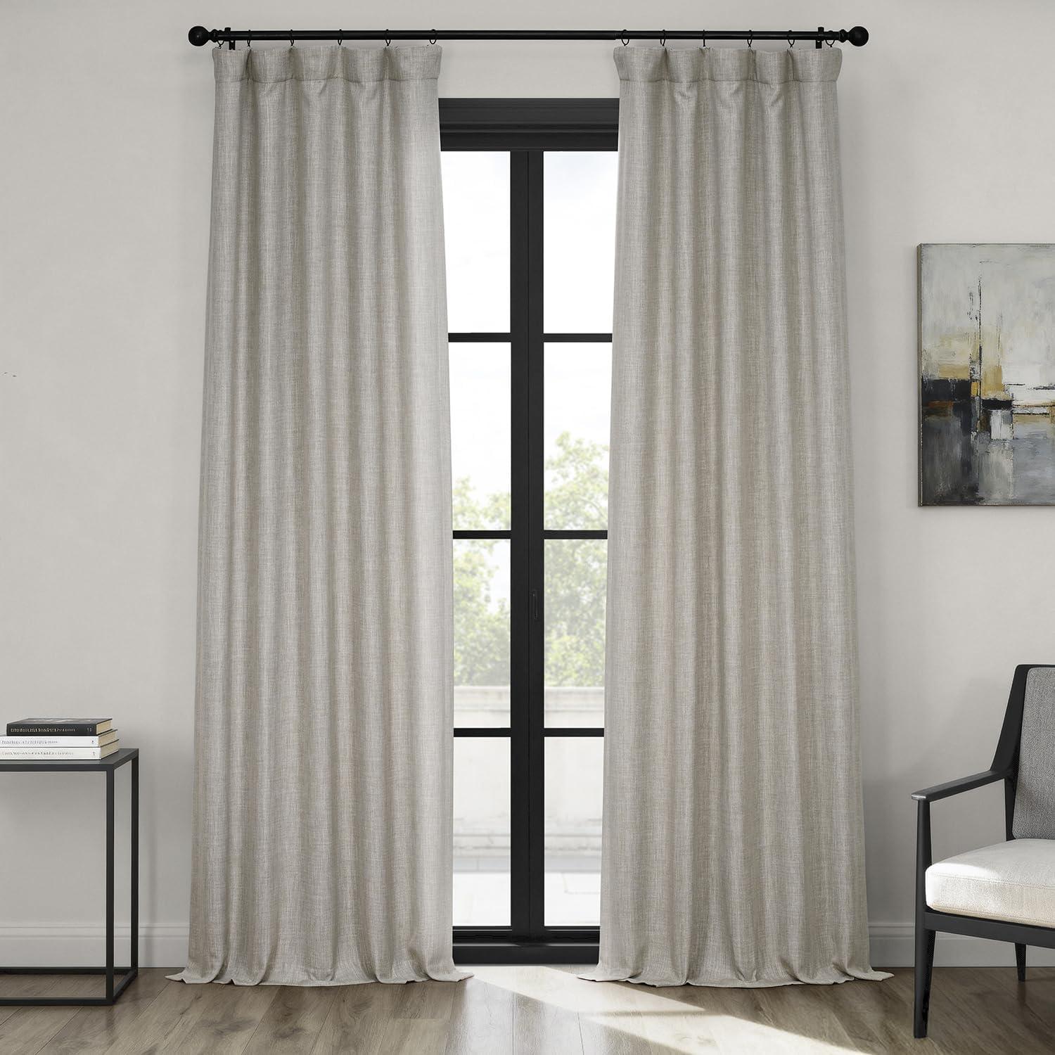 HPD Half Price Drapes Oatmeal Faux Linen Room Darkening Curtains for Bedroom & Living Room Curtains (1 Panel), Door & Window Curtains 108 inches long, Rod Pocket curtains & drapes, 50W X 108L