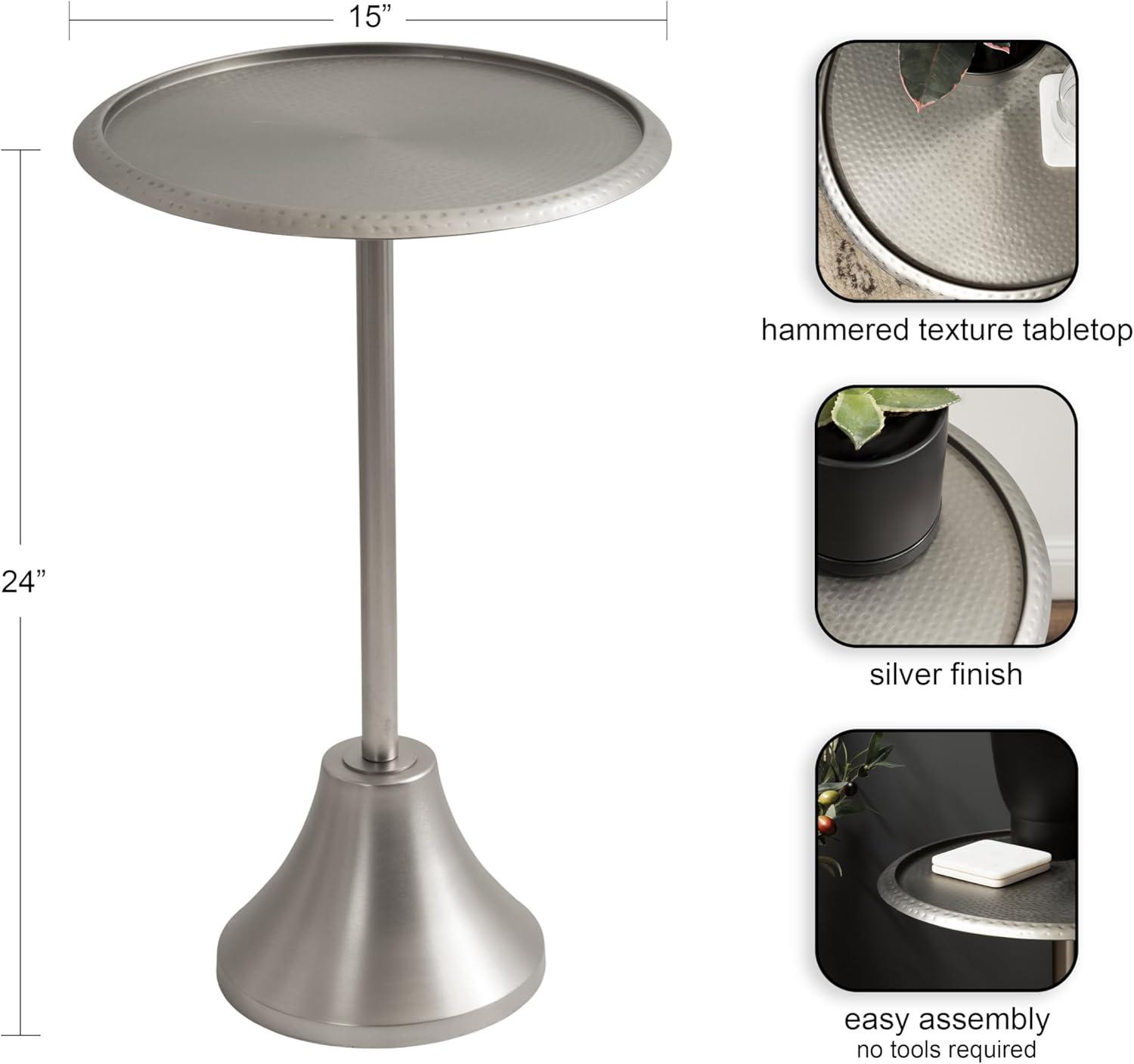 Kate and Laurel Sanzo Metal Side Table, 15x15x24, Silver